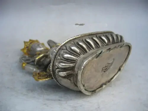 Patung Ukiran Tangan Perak Tibet Patung Buddha Buddha Tibet Patung Tara Putih