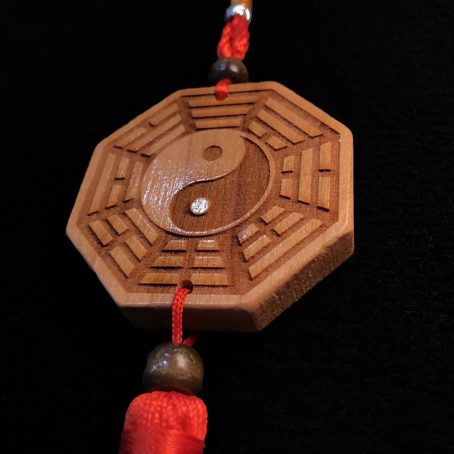 Peach Wood Car with Rearview Mirror Pendant, Authentic Fengshui Decoration, Bring Good Luck Mascot