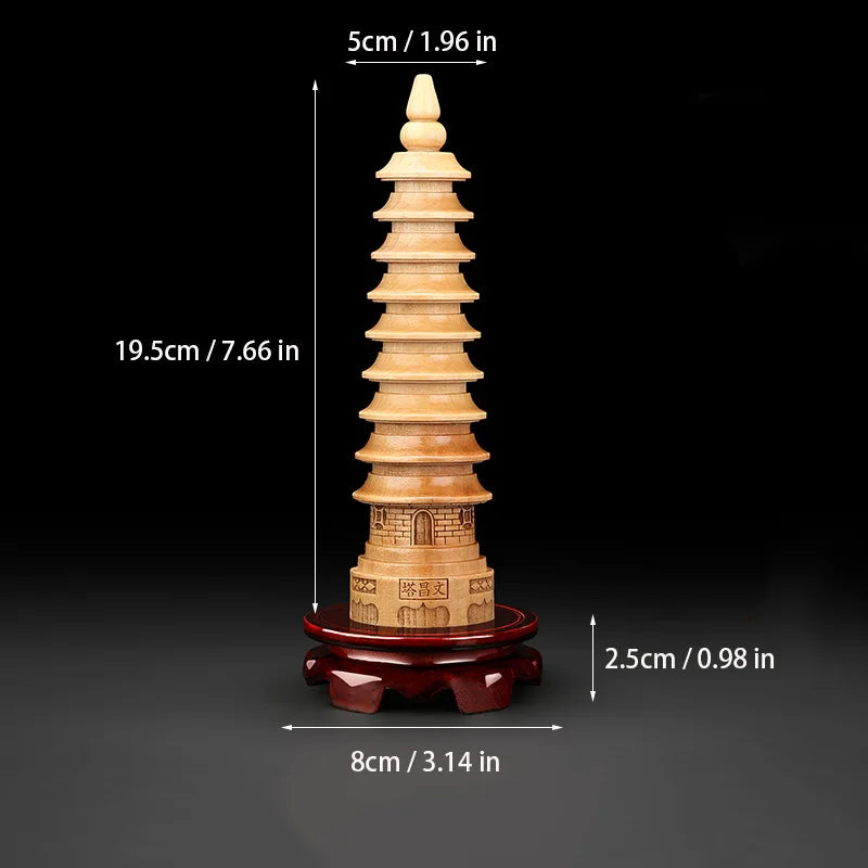 Peach Wood Nine-Story Wenchang Tower Decorative Ornaments  Pure Handmade Luxury Home Living Room, Room, Office Crafts