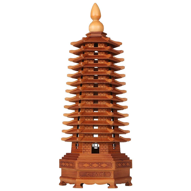 Peach Wood Nine-Story Wenchang Tower Decorative Ornaments  Pure Handmade Luxury Home Living Room, Room, Office Crafts
