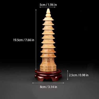 Peach Wood Nine-Story Wenchang Tower Decorative Ornaments  Pure Handmade Luxury Home Living Room, Room, Office Crafts