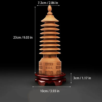 Peach Wood Nine-Story Wenchang Tower Decorative Ornaments  Pure Handmade Luxury Home Living Room, Room, Office Crafts