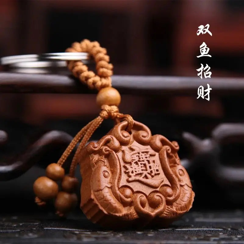 Peach Wood Pendant To Make A Fortune Safe Peach Wood Sword Axe Key Chain Car Bag Ornaments Fengshui Decoration
