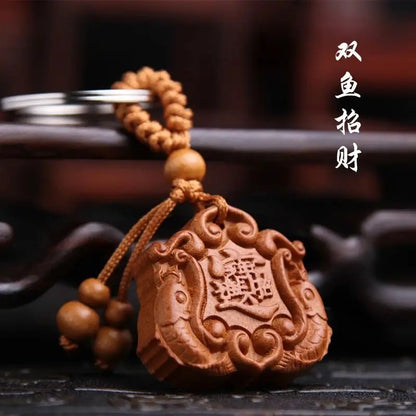 Peach Wood Pendant To Make A Fortune Safe Peach Wood Sword Axe Key Chain Car Bag Ornaments Fengshui Decoration