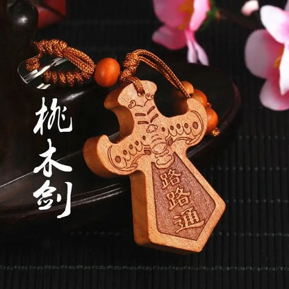 Peach Wood Pendant To Make A Fortune Safe Peach Wood Sword Axe Key Chain Car Bag Ornaments Fengshui Decoration