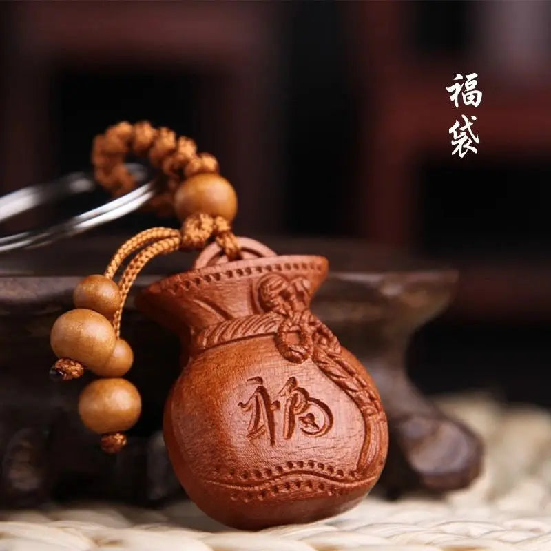 Peach Wood Pendant To Make A Fortune Safe Peach Wood Sword Axe Key Chain Car Bag Ornaments Fengshui Decoration