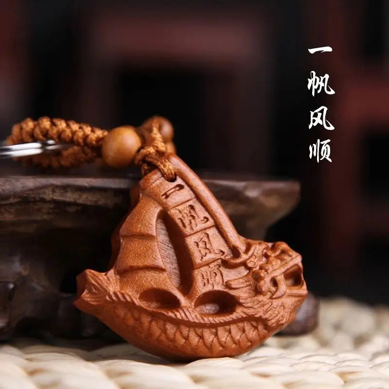 Peach Wood Pendant To Make A Fortune Safe Peach Wood Sword Axe Key Chain Car Bag Ornaments Fengshui Decoration