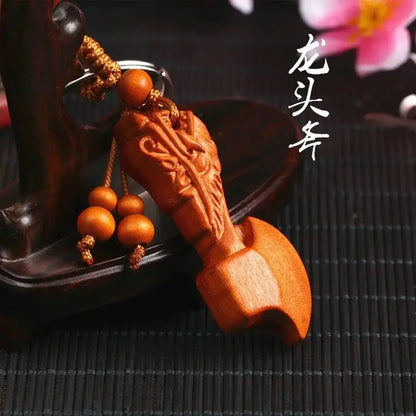 Peach Wood Pendant To Make A Fortune Safe Peach Wood Sword Axe Key Chain Car Bag Ornaments Fengshui Decoration