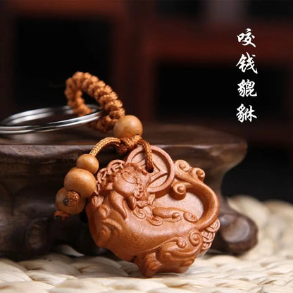 Peach Wood Pendant To Make A Fortune Safe Peach Wood Sword Axe Key Chain Car Bag Ornaments Fengshui Decoration