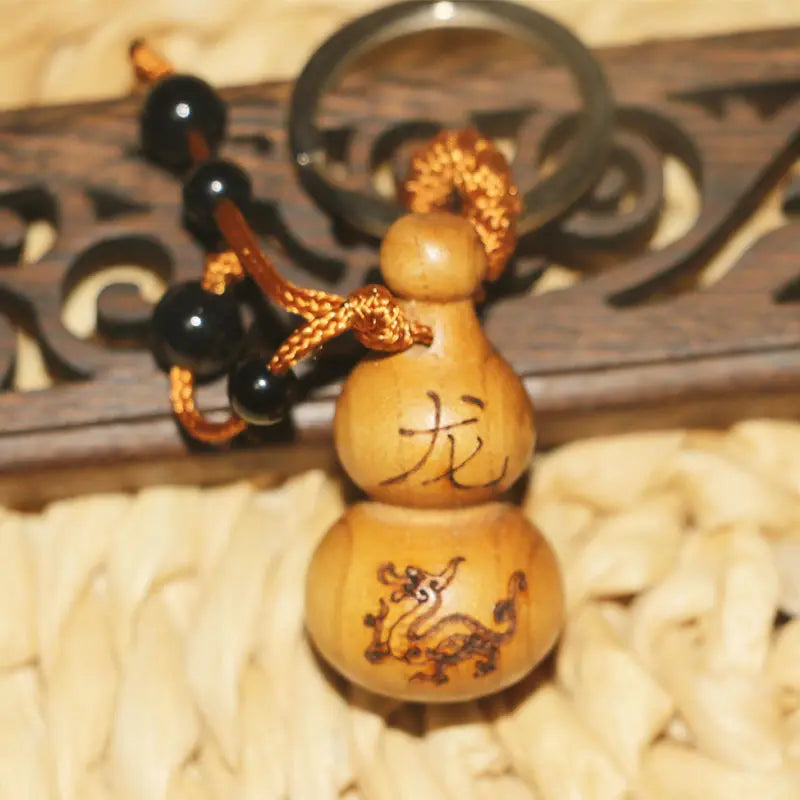 Peach Wood Small Gourd Pendant, Home Safe Fortune, Car Key Chain, Couple Creative Birthday Gift, Feng Shui Decoration for Phone