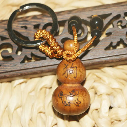Peach Wood Small Gourd Pendant, Home Safe Fortune, Car Key Chain, Couple Creative Birthday Gift, Feng Shui Decoration for Phone