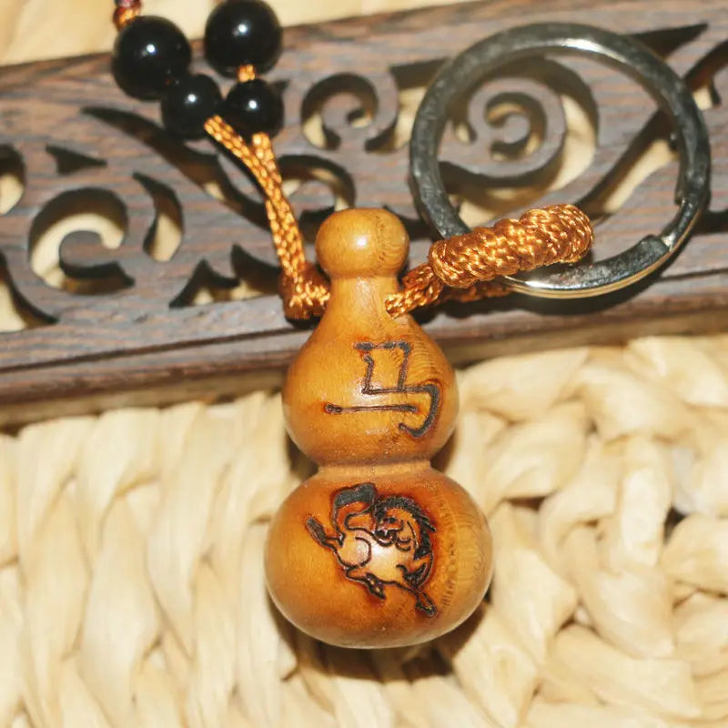 Peach Wood Small Gourd Pendant, Home Safe Fortune, Car Key Chain, Couple Creative Birthday Gift, Feng Shui Decoration for Phone