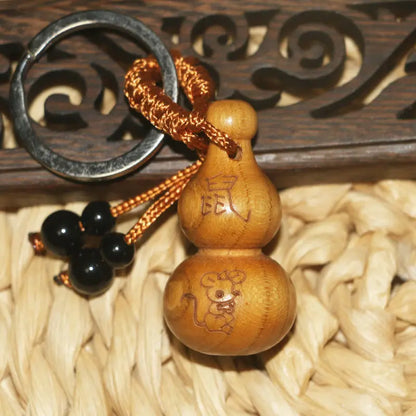 Peach Wood Small Gourd Pendant, Home Safe Fortune, Car Key Chain, Couple Creative Birthday Gift, Feng Shui Decoration for Phone