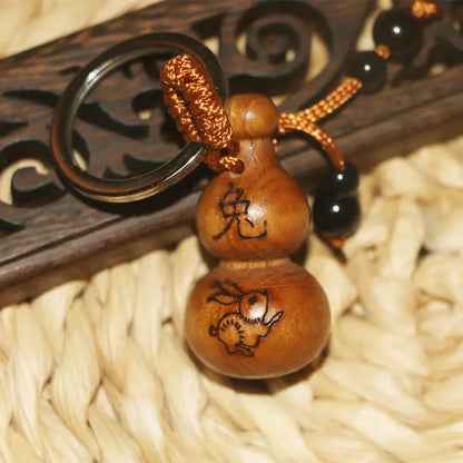 Peach Wood Small Gourd Pendant, Home Safe Fortune, Car Key Chain, Couple Creative Birthday Gift, Feng Shui Decoration for Phone