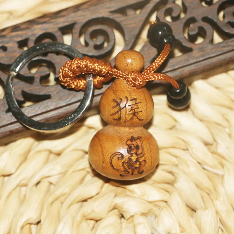 Peach Wood Small Gourd Pendant, Home Safe Fortune, Car Key Chain, Couple Creative Birthday Gift, Feng Shui Decoration for Phone
