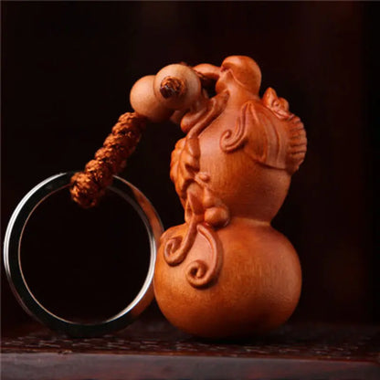 Peach Wood Small Gourd Pendant, Home Safe Fortune, Car Key Chain, Couple Creative Birthday Gift, Feng Shui Decoration for Phone