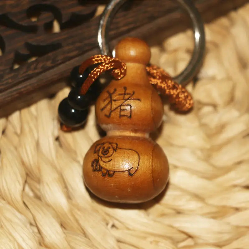 Peach Wood Small Gourd Pendant, Home Safe Fortune, Car Key Chain, Couple Creative Birthday Gift, Feng Shui Decoration for Phone