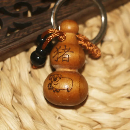 Peach Wood Small Gourd Pendant, Home Safe Fortune, Car Key Chain, Couple Creative Birthday Gift, Feng Shui Decoration for Phone