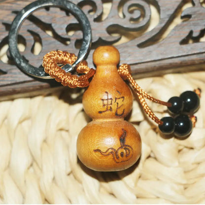 Peach Wood Small Gourd Pendant, Home Safe Fortune, Car Key Chain, Couple Creative Birthday Gift, Feng Shui Decoration for Phone