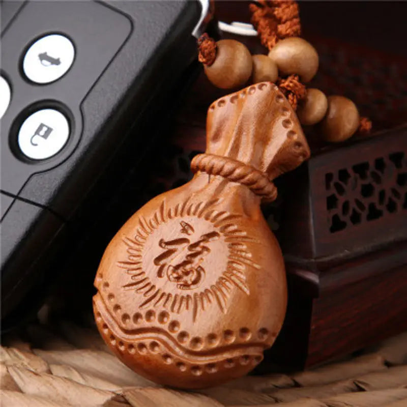 Peach Wood Small Gourd Pendant, Home Safe Fortune, Car Key Chain, Couple Creative Birthday Gift, Feng Shui Decoration for Phone