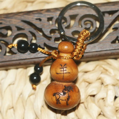 Peach Wood Small Gourd Pendant, Home Safe Fortune, Car Key Chain, Couple Creative Birthday Gift, Feng Shui Decoration for Phone