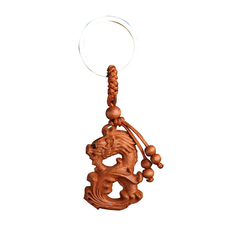 Peach Wood keychain, three-dimensional pendant, for car, mascot, Christmas gift Fengshui