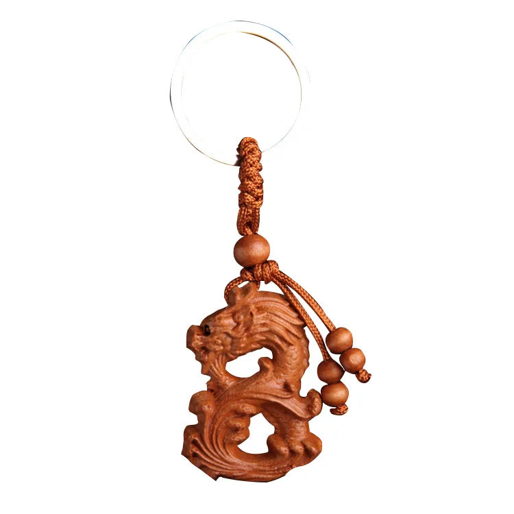 Peach Wood keychain, three-dimensional pendant, for car, mascot, Christmas gift Fengshui