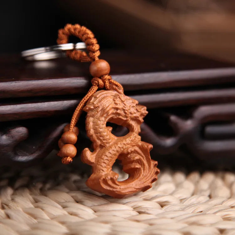 Peach Wood keychain, three-dimensional pendant, for car, mascot, Christmas gift Fengshui