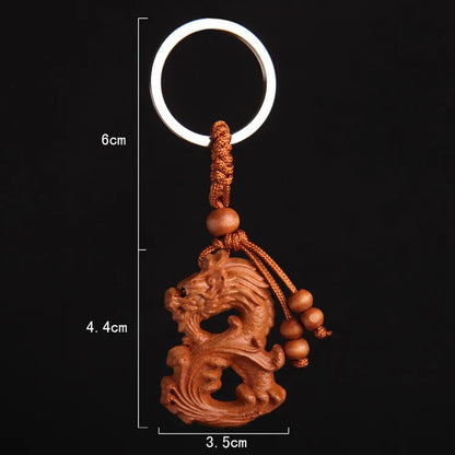 Peach Wood keychain, three-dimensional pendant, for car, mascot, Christmas gift Fengshui