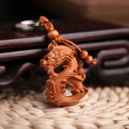 Peach Wood keychain, three-dimensional pendant, for car, mascot, Christmas gift Fengshui