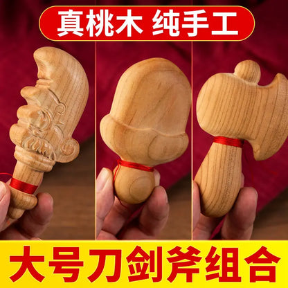 Peach Wooden Sword, Fat Sword, Pure Handmade Carving, Car Key, Backpack, Hanger, Body Protection Mascot, Xiao Li