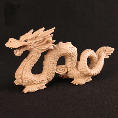Peach wood dragon ornaments, wood carving, solid wood texture, Qinglong office, living room, bedroom, car entrance handicrafts