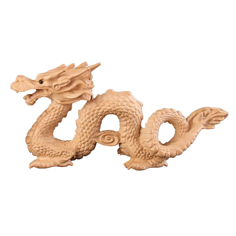 Peach wood dragon ornaments, wood carving, solid wood texture, Qinglong office, living room, bedroom, car entrance handicrafts