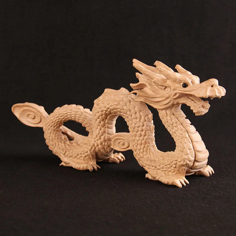 Peach wood dragon ornaments, wood carving, solid wood texture, Qinglong office, living room, bedroom, car entrance handicrafts