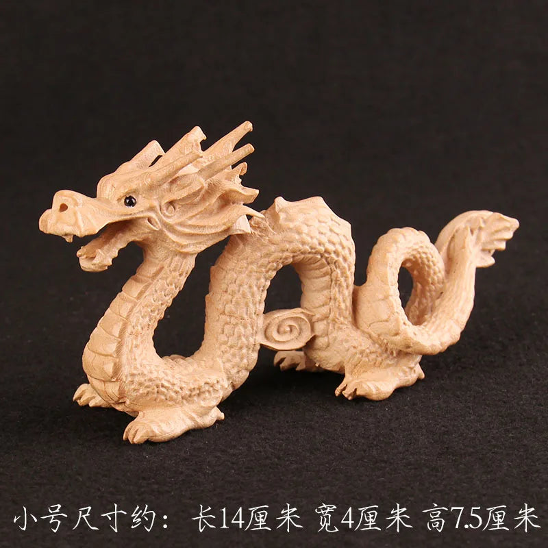 Peach wood dragon ornaments, wood carving, solid wood texture, Qinglong office, living room, bedroom, car entrance handicrafts
