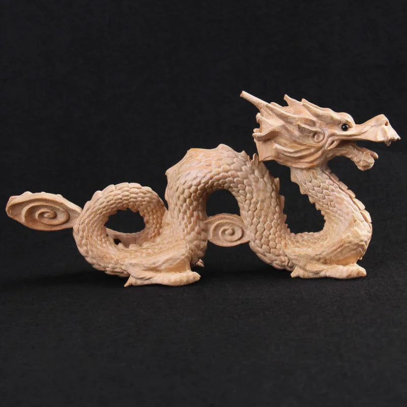 Peach wood dragon ornaments, wood carving, solid wood texture, Qinglong office, living room, bedroom, car entrance handicrafts