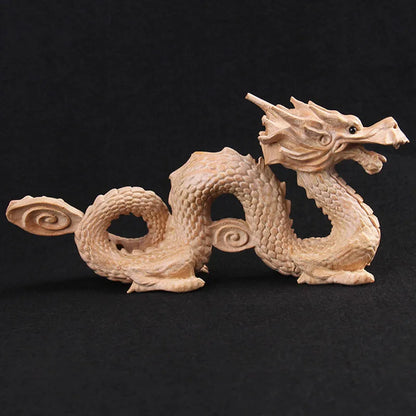 Peach wood dragon ornaments, wood carving, solid wood texture, Qinglong office, living room, bedroom, car entrance handicrafts