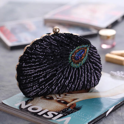 Peacock Green Evening Bag Women Glitter Gradient Sequins Beading Handbag Fashion Oval Party Dress Purse Bridal Wedding Clutches