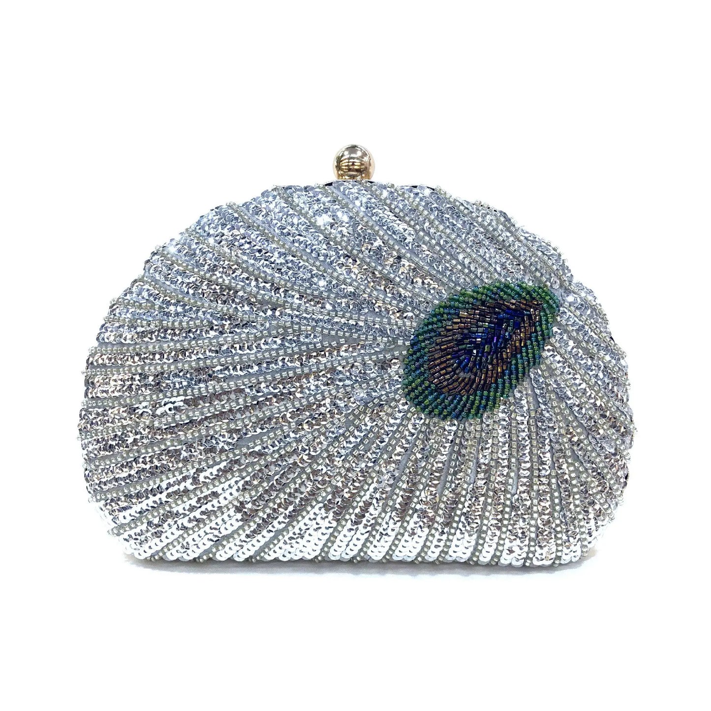 Peacock Green Evening Bag Women Glitter Gradient Sequins Beading Handbag Fashion Oval Party Dress Purse Bridal Wedding Clutches