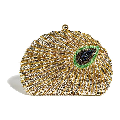 Peacock Green Evening Bag Women Glitter Gradient Sequins Beading Handbag Fashion Oval Party Dress Purse Bridal Wedding Clutches