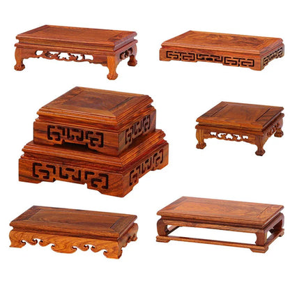 Pear wood Buddha statue, stone ornament base, rectangular solid wood teapot, vase, bonsai, fish tank, square base bracket