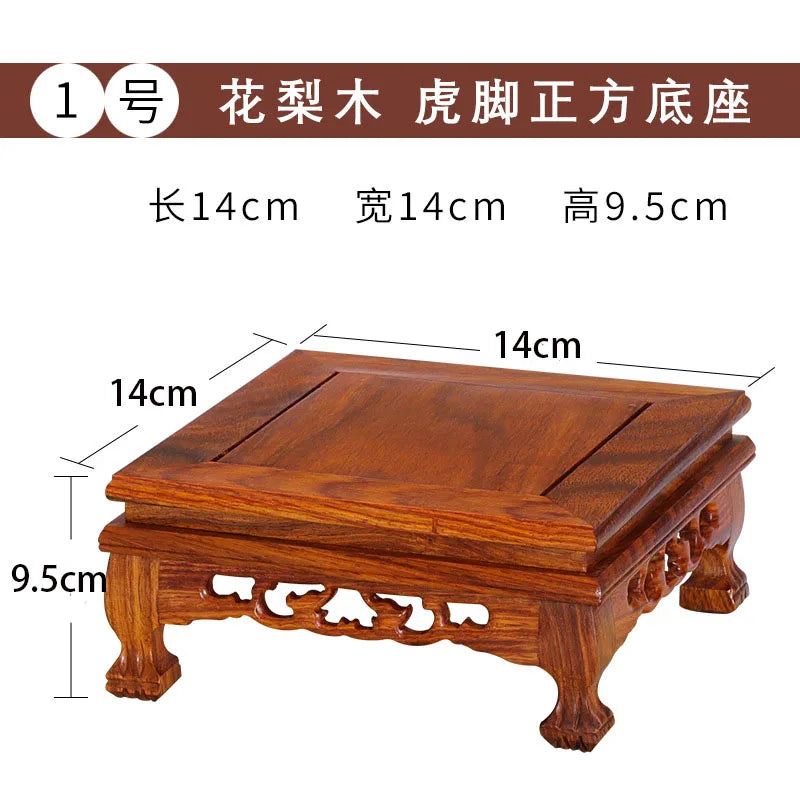Pear wood Buddha statue, stone ornament base, rectangular solid wood teapot, vase, bonsai, fish tank, square base bracket
