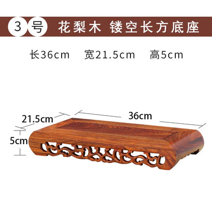 Pear wood Buddha statue, stone ornament base, rectangular solid wood teapot, vase, bonsai, fish tank, square base bracket