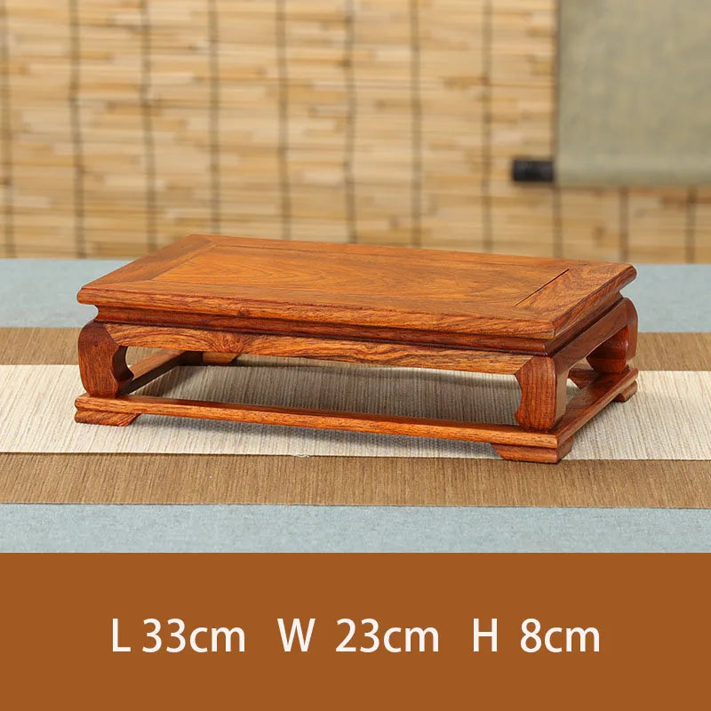 Pear wood Buddha statue, stone ornament base, rectangular solid wood teapot, vase, bonsai, fish tank, square base bracket
