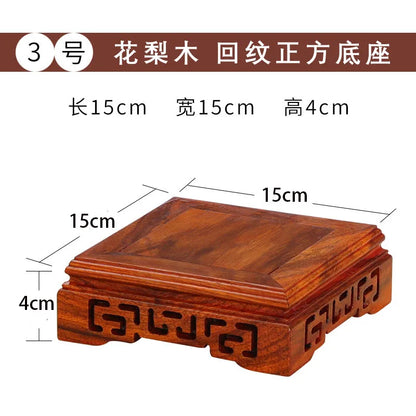 Pear wood Buddha statue, stone ornament base, rectangular solid wood teapot, vase, bonsai, fish tank, square base bracket
