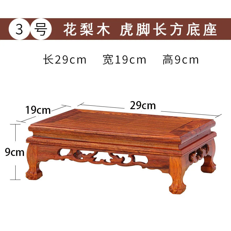 Pear wood Buddha statue, stone ornament base, rectangular solid wood teapot, vase, bonsai, fish tank, square base bracket