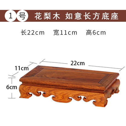 Pear wood Buddha statue, stone ornament base, rectangular solid wood teapot, vase, bonsai, fish tank, square base bracket