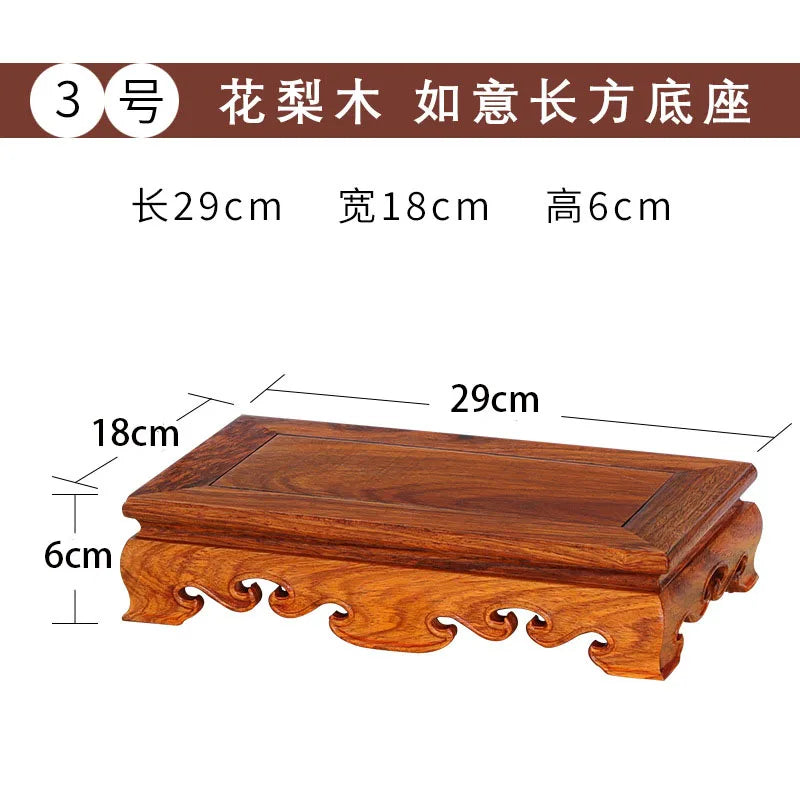 Pear wood Buddha statue, stone ornament base, rectangular solid wood teapot, vase, bonsai, fish tank, square base bracket