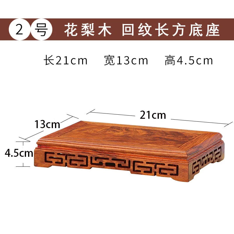 Pear wood Buddha statue, stone ornament base, rectangular solid wood teapot, vase, bonsai, fish tank, square base bracket