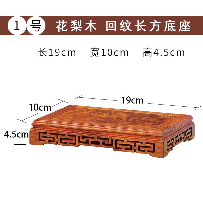 Pear wood Buddha statue, stone ornament base, rectangular solid wood teapot, vase, bonsai, fish tank, square base bracket